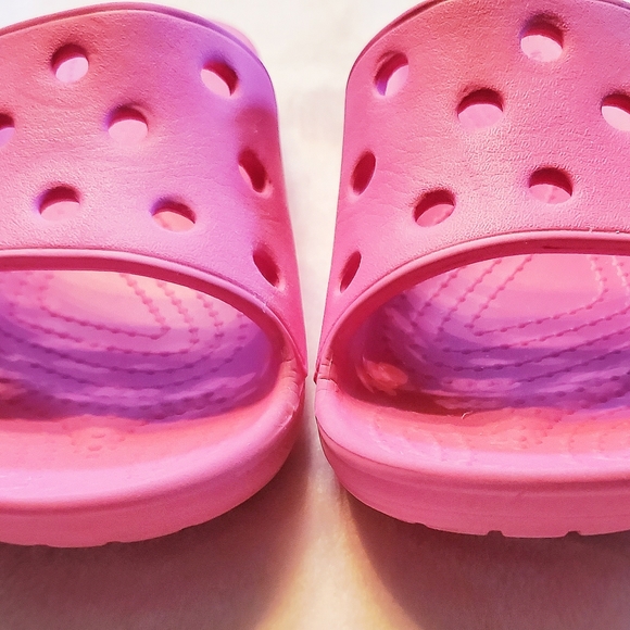Crocs Pink Slide Children's Girls Size J2 - Picture 7 of 10